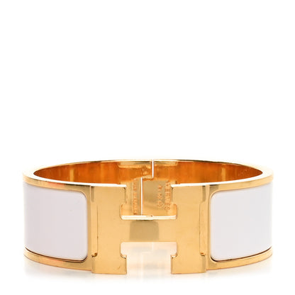 Hermes Enamel Wide Clic Clac H Bracelet GM White 1 of 5