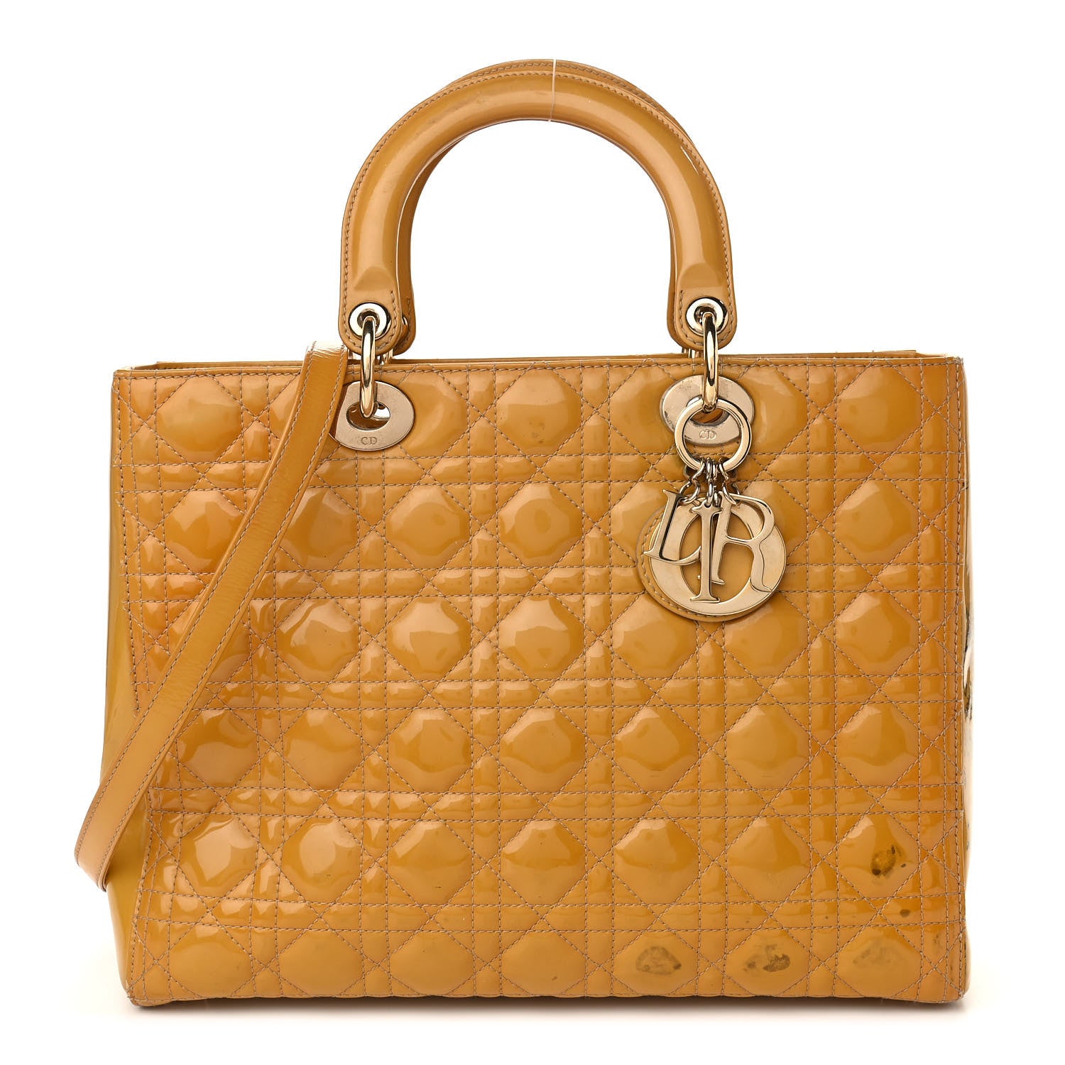 Christian Dior Patent Cannage Large Lady Dior Yellow 1 of 15