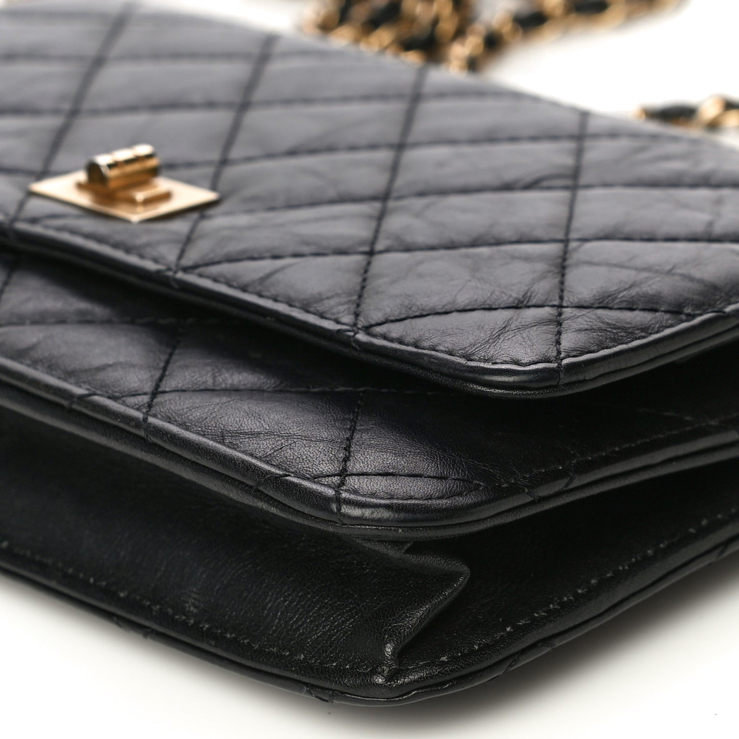 Aged Calfskin Quilted Reissue Wallet On Chain WOC Black