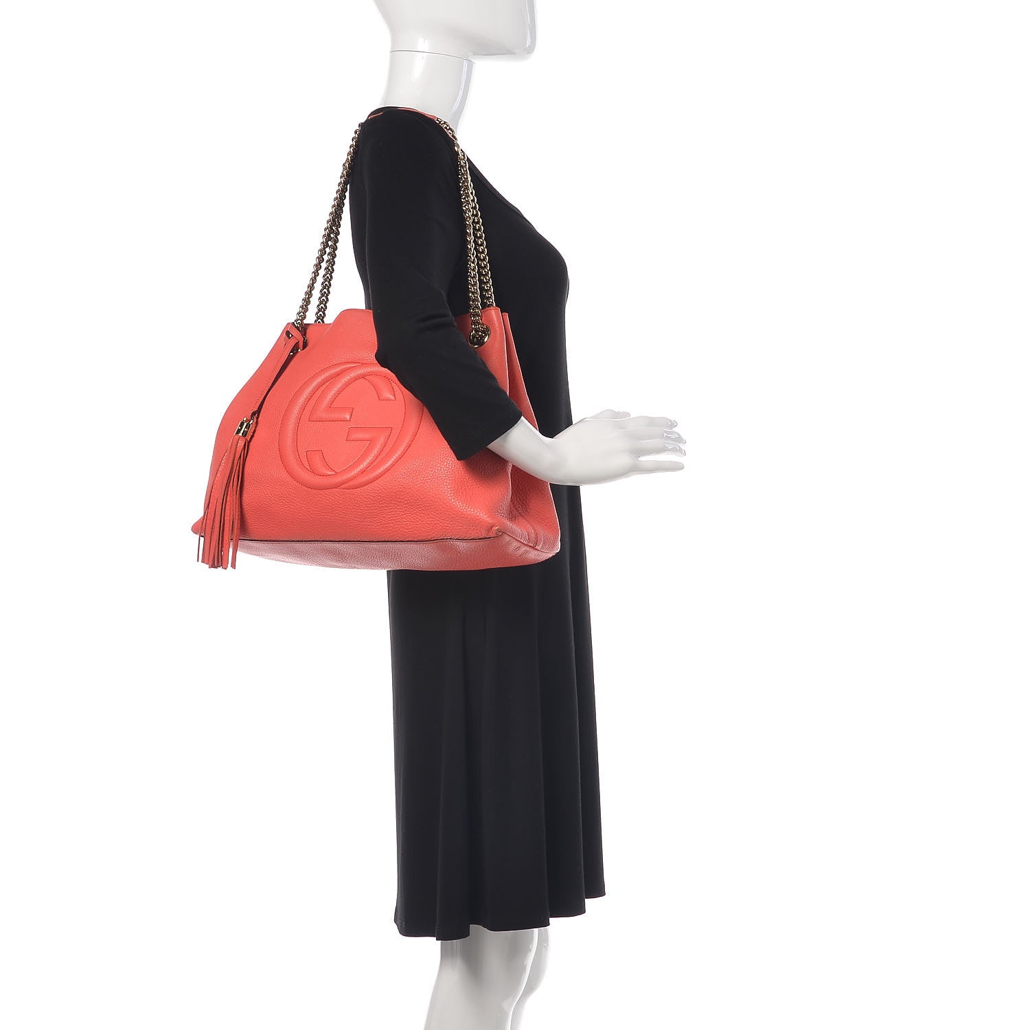 Gucci Pebbled Calfskin Medium Soho Chain Shoulder Bag Begonia Pink 3 of 23