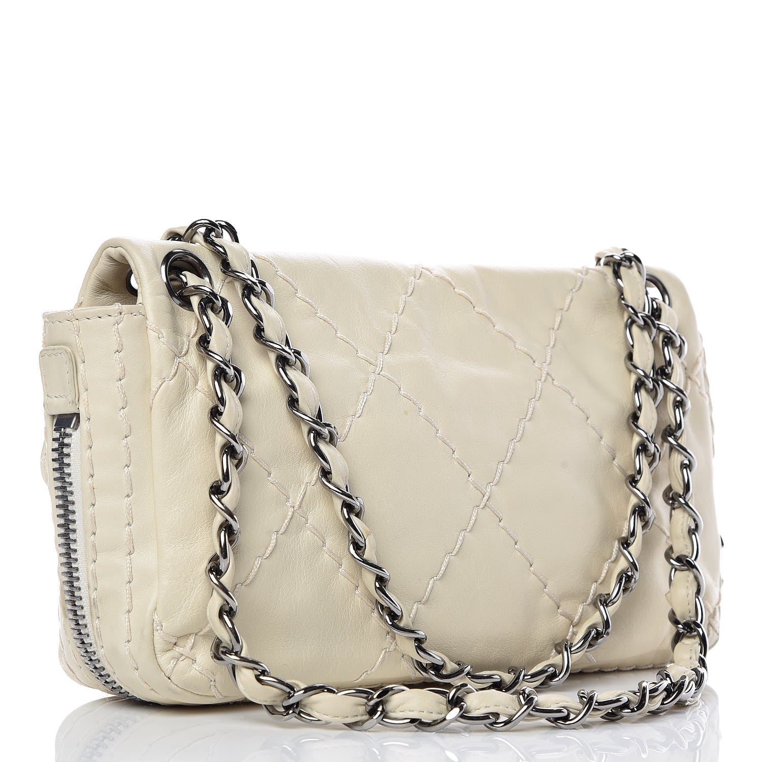 Chanel Calfskin Stitched Expandable Flap White 4 of 12