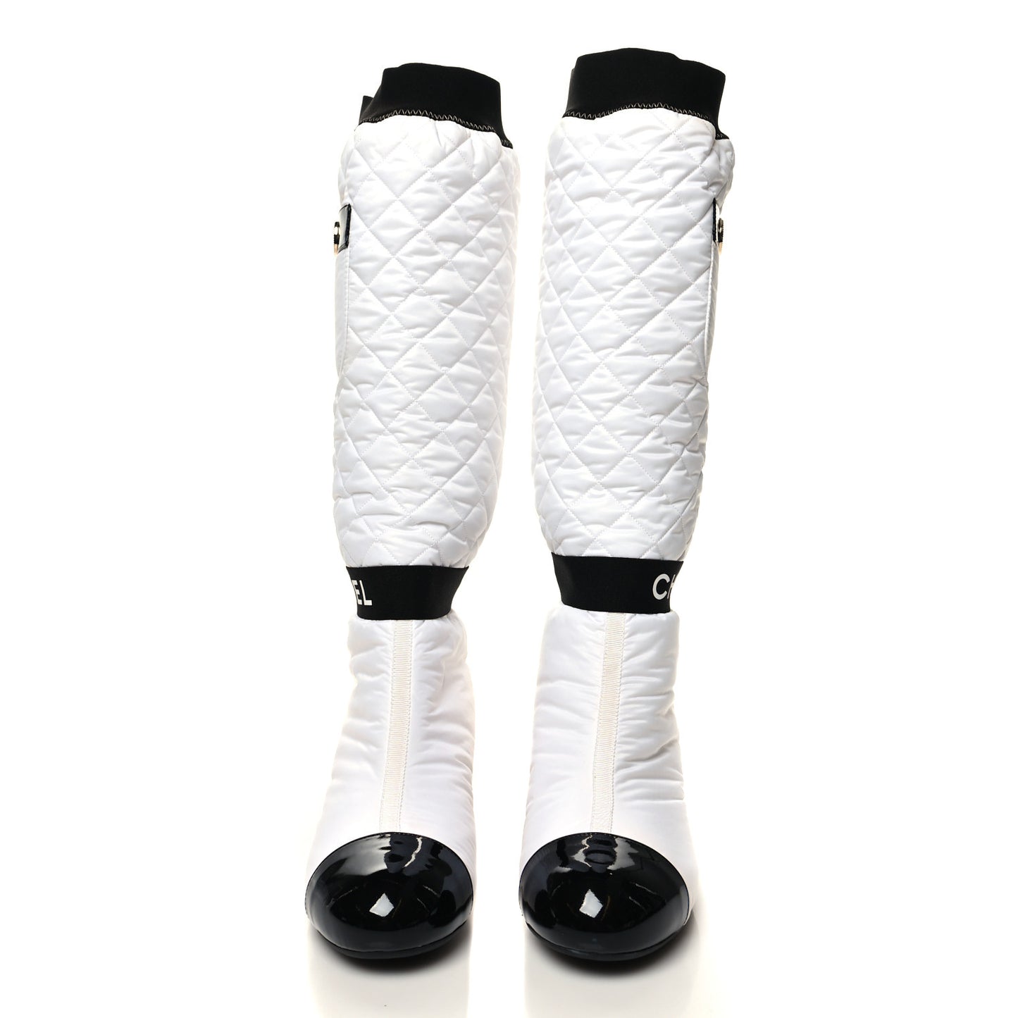 Mixed Fibers Lambskin Patent Calfskin Convertible High Boots 38 White