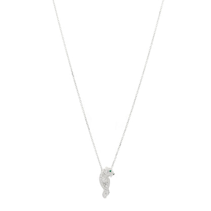 Cartier 18K White Gold Diamond Tsavorite Black Onyx Panthere De Cartier Pendant Necklace 1 of 6