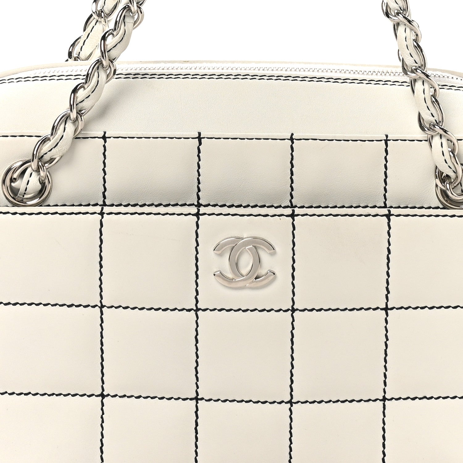 Chanel Lambskin Stitched Chocolate Bar Shoulder Bag White 8 of 10