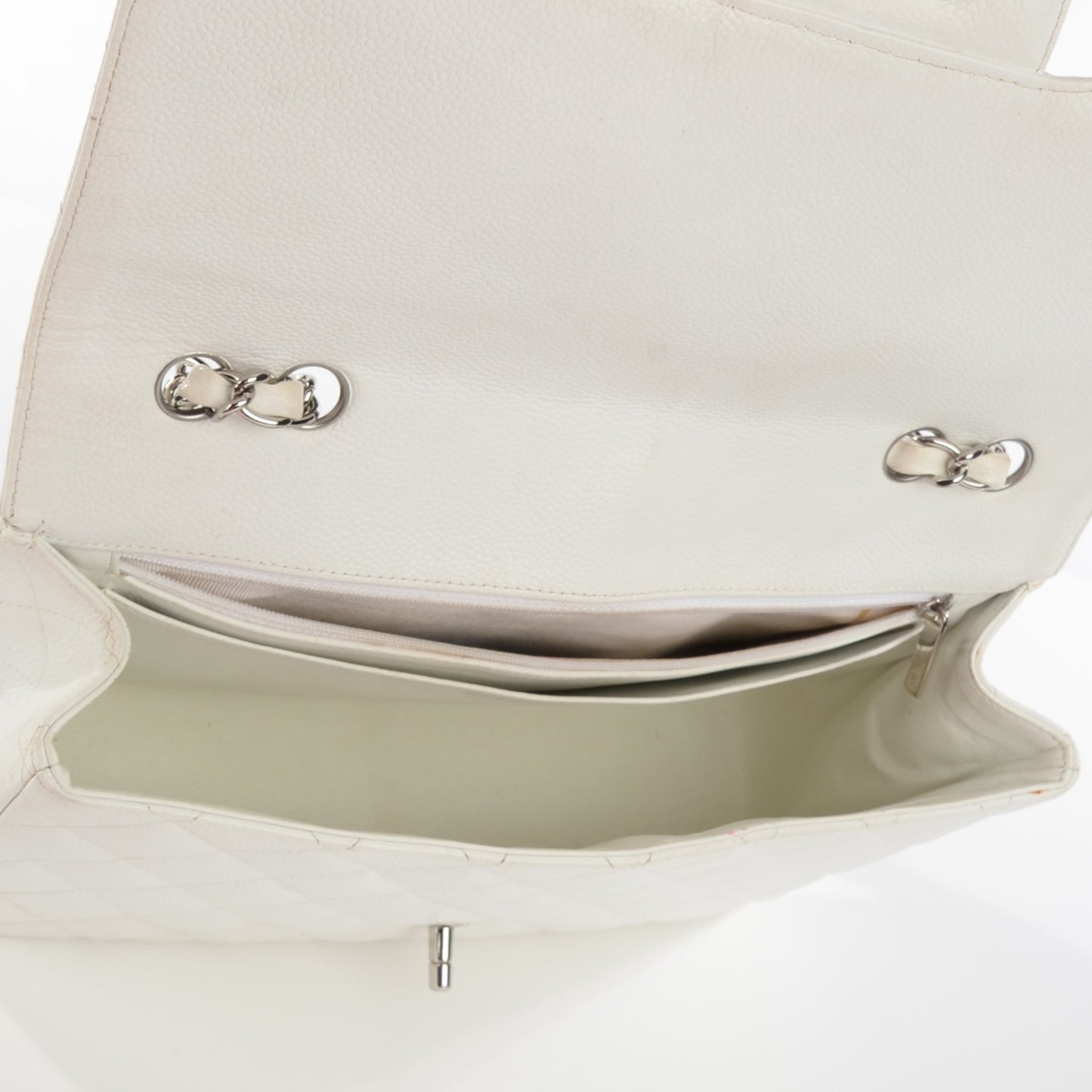 Caviar Quilted Jumbo Single Flap White