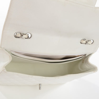 Chanel Caviar Quilted Jumbo Single Flap White 11 of 15