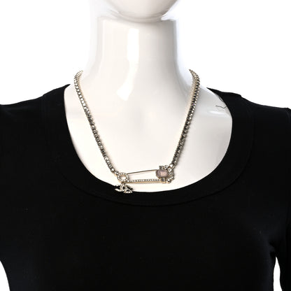 Chanel Crystal Pin Necklace Gold Pink 2 of 4