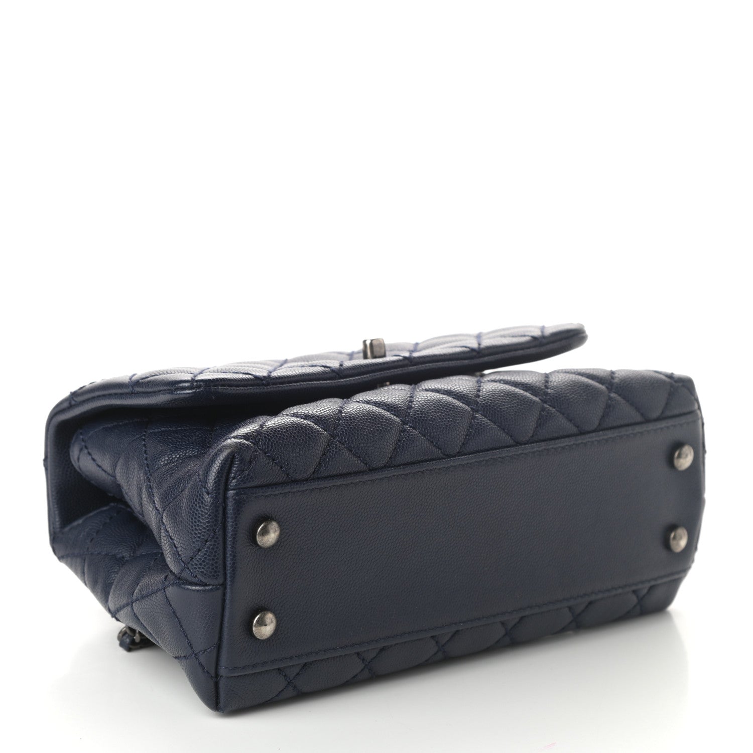 Chanel Caviar Quilted Mini Coco Handle Flap Navy Blue 4 of 9