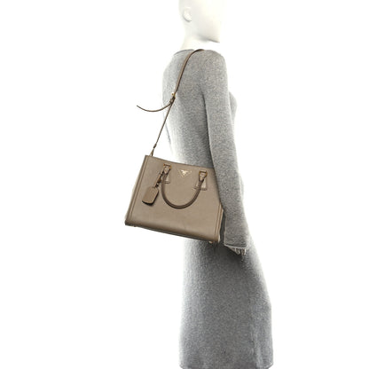 Prada Saffiano Lux Bi-Color Tote Bag Visone Talco 2 of 10