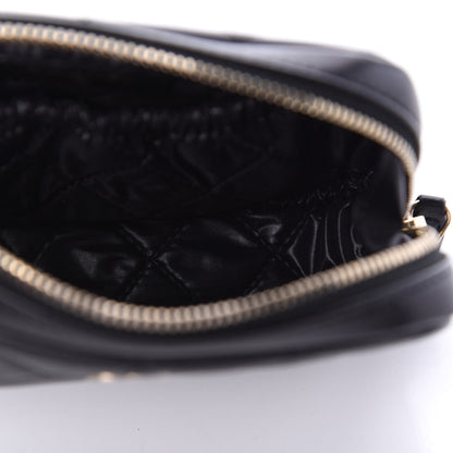 Chanel Lambskin Quilted Small Curvy Pouch Cosmetic Case Black 5 of 10