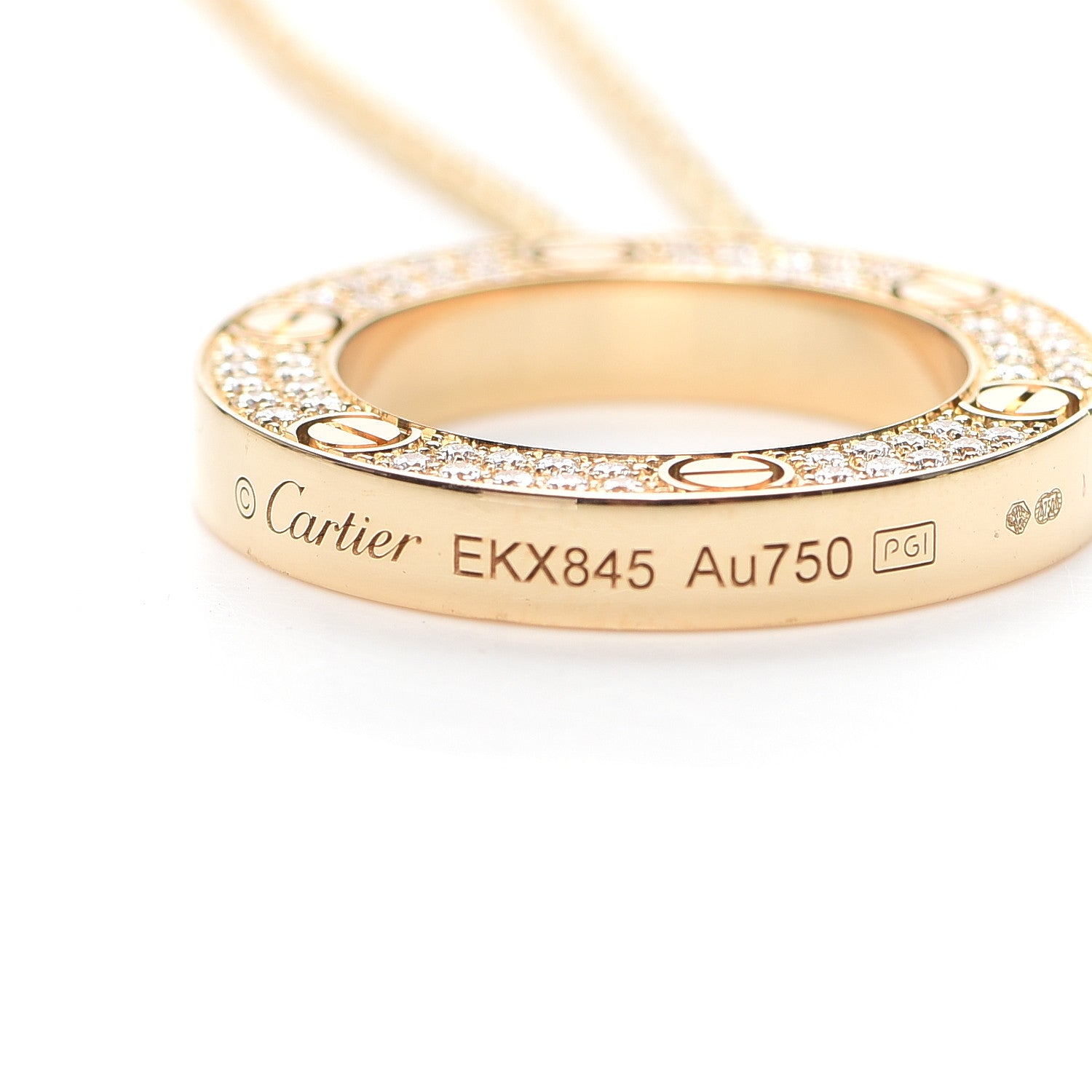 Cartier 18K Yellow Gold Diamond LOVE Paved Necklace 4 of 5