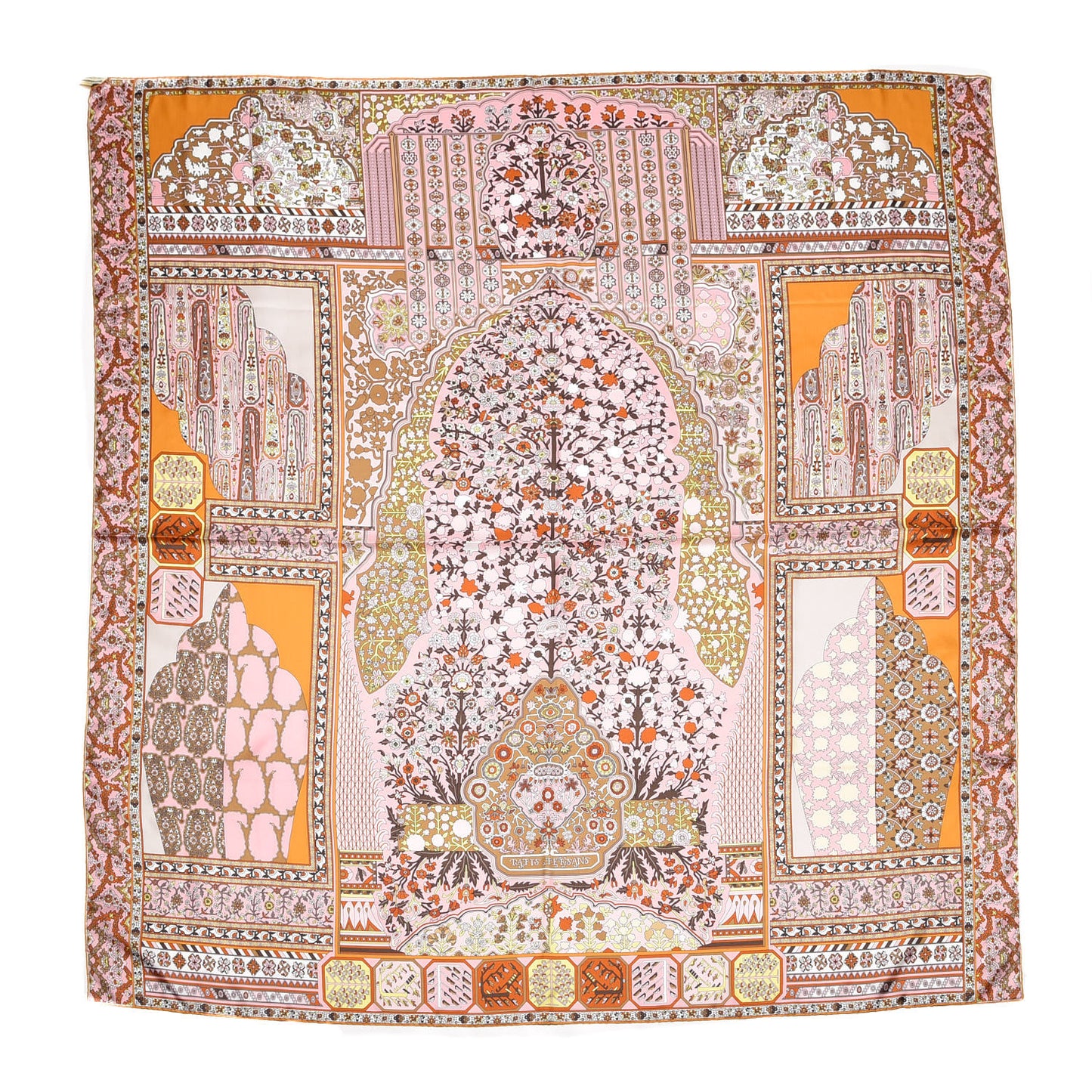 Silk Tapis Persans Scarf 140 Rose Soleil Beige
