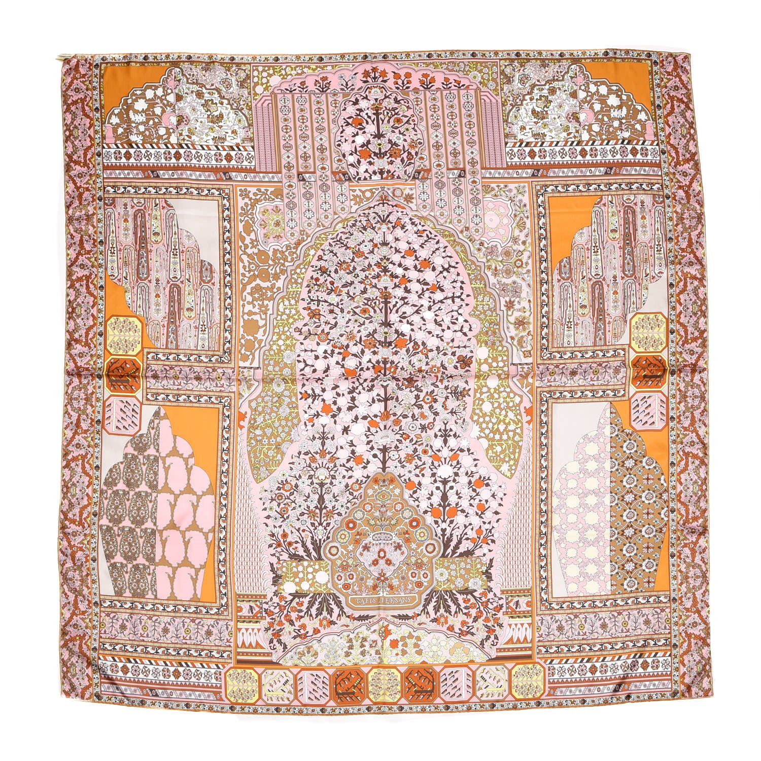 Hermes Silk Tapis Persans Scarf 140 Rose Soleil Beige 1 of 5
