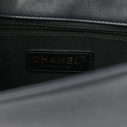 Chanel Lambskin Quilted Medium Graphic Flap Navy Black 6 of 11