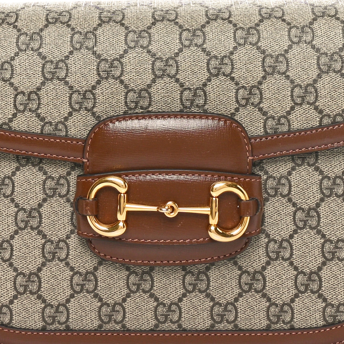 GG Supreme Monogram Horsebit 1955 Shoulder Bag Beige Brown Sugar