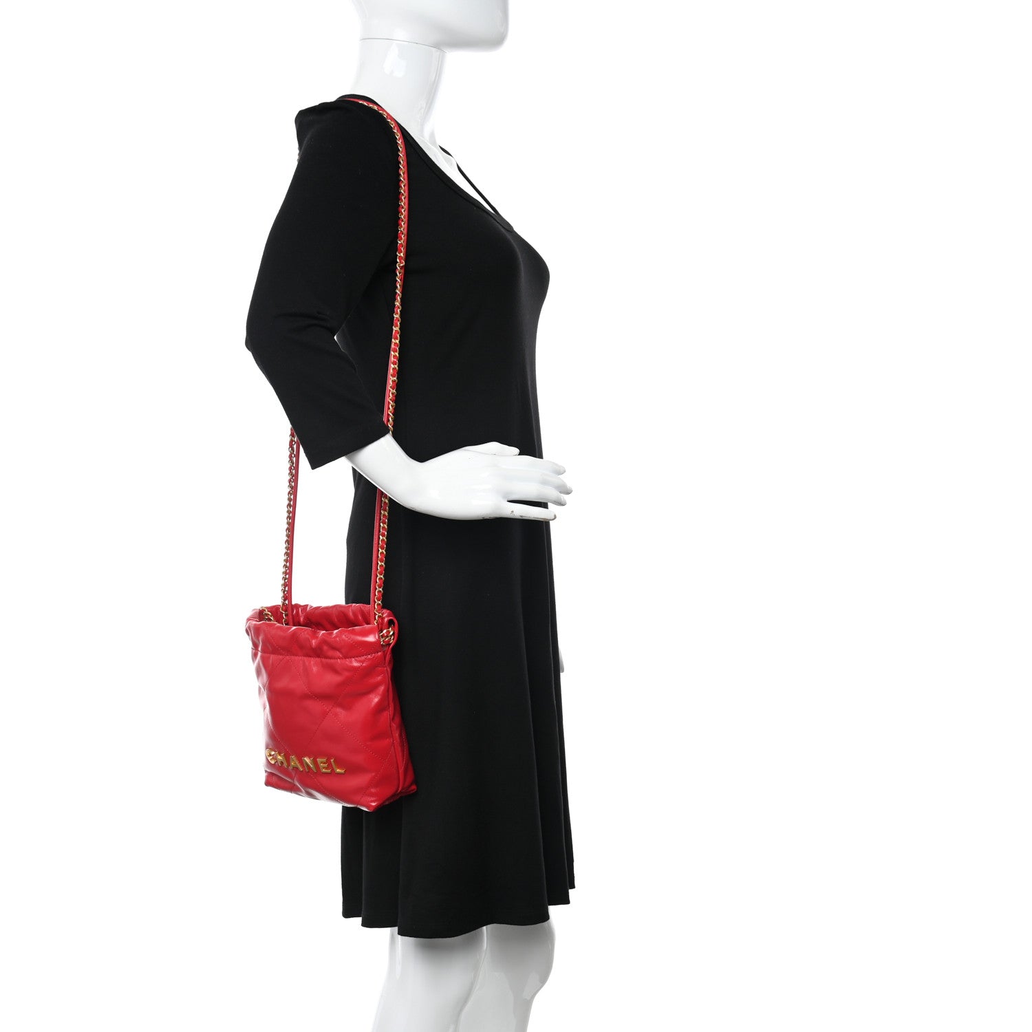 Chanel Shiny Calfskin Quilted Mini Chanel 22 Red 2 of 11