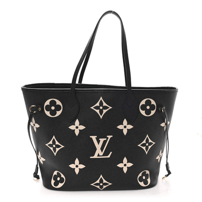 Louis Vuitton Empreinte Monogram Giant Neverfull MM Black Beige 1 of 10