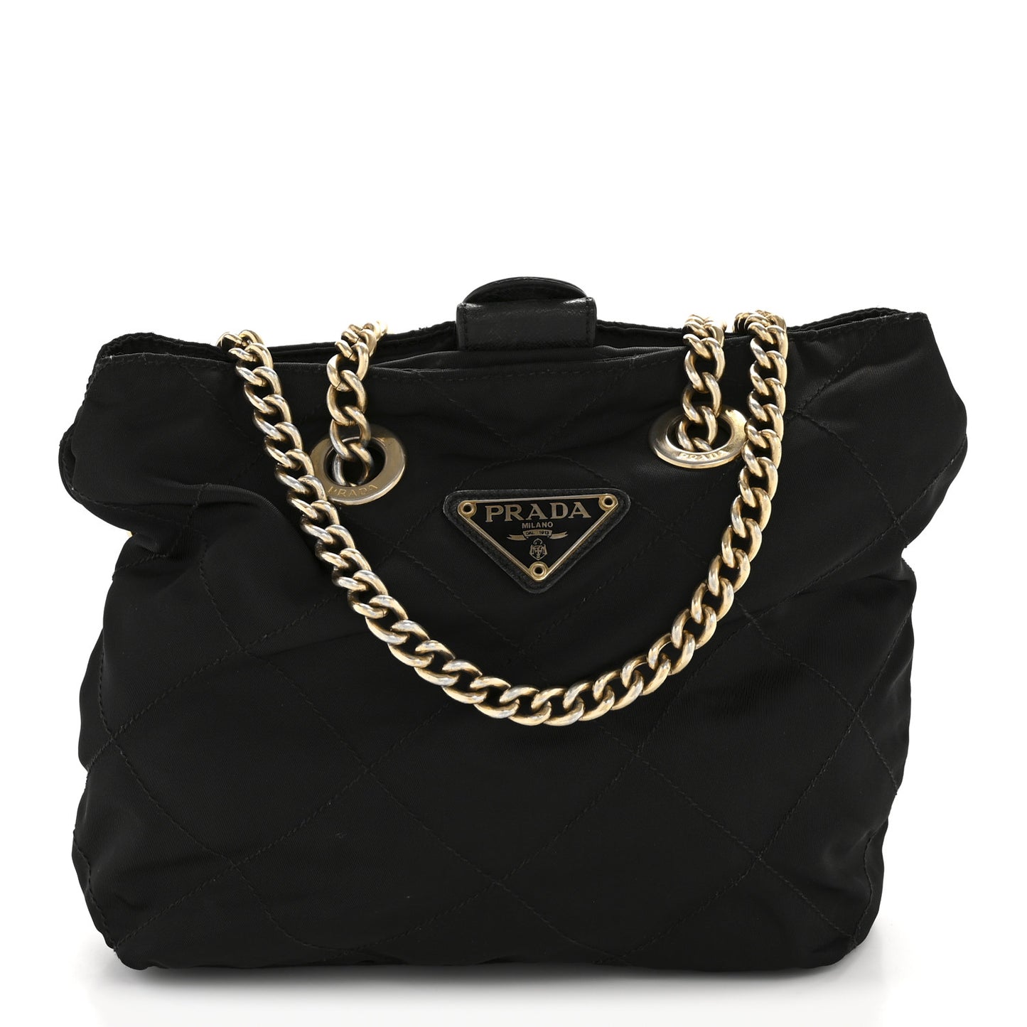 Tessuto Nylon Chain Shoulder Bag Black
