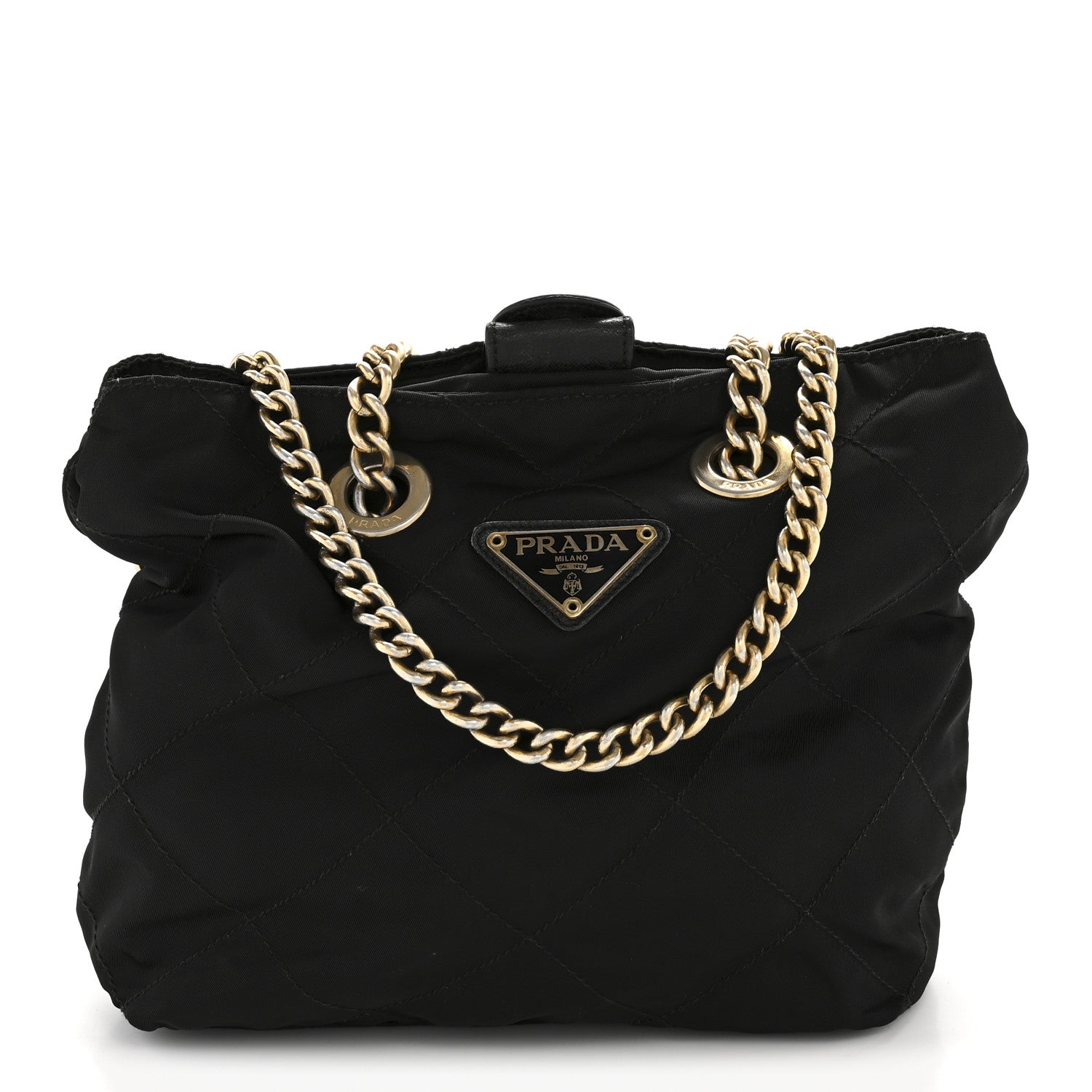 Prada Tessuto Nylon Chain Shoulder Bag Black 1 of 13