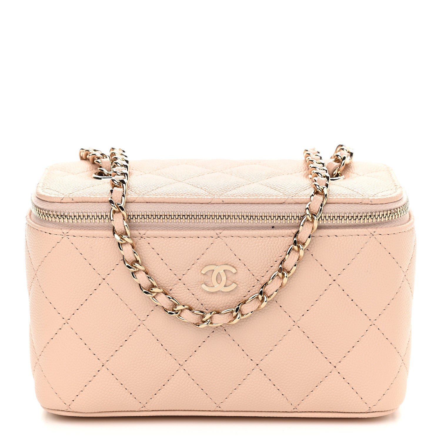 Chanel Caviar Quilted Small Vanity Case With Chain Light Beige 1 of 9