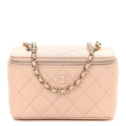 Chanel Caviar Quilted Small Vanity Case With Chain Light Beige 1 of 9