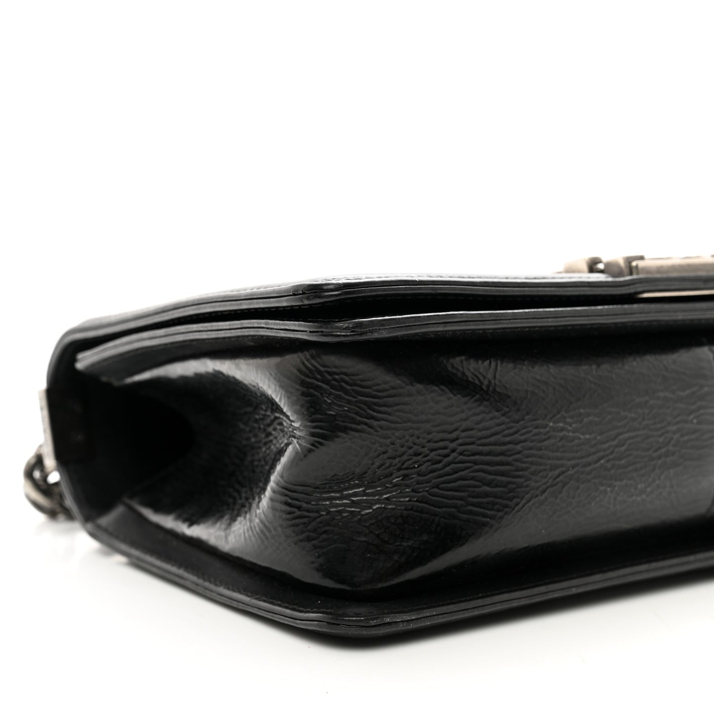 Patent Snakeskin Medium Boy Flap Black