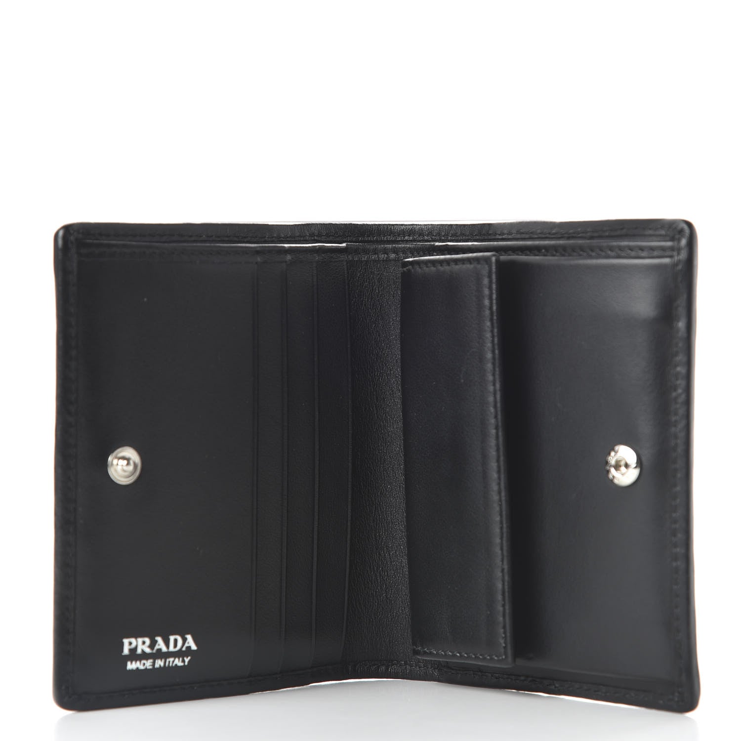 Prada Soft Calfskin Impunture Diagramme Wallet Black 5 of 10