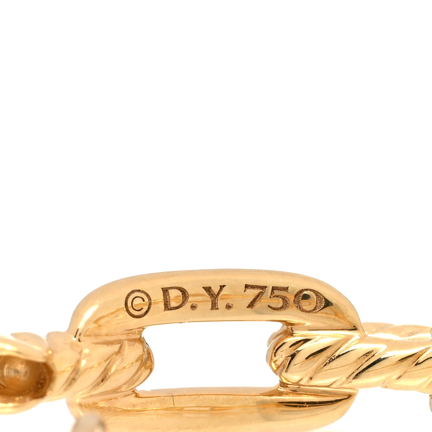 David Yurman 18K Yellow Gold Diamond 23.8mm Stax Chain Link Hoop Earrings 4 of 4