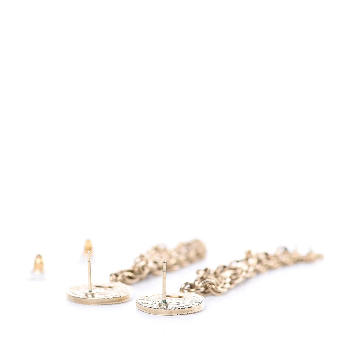 CC Chain Drop Earrings Light Gold