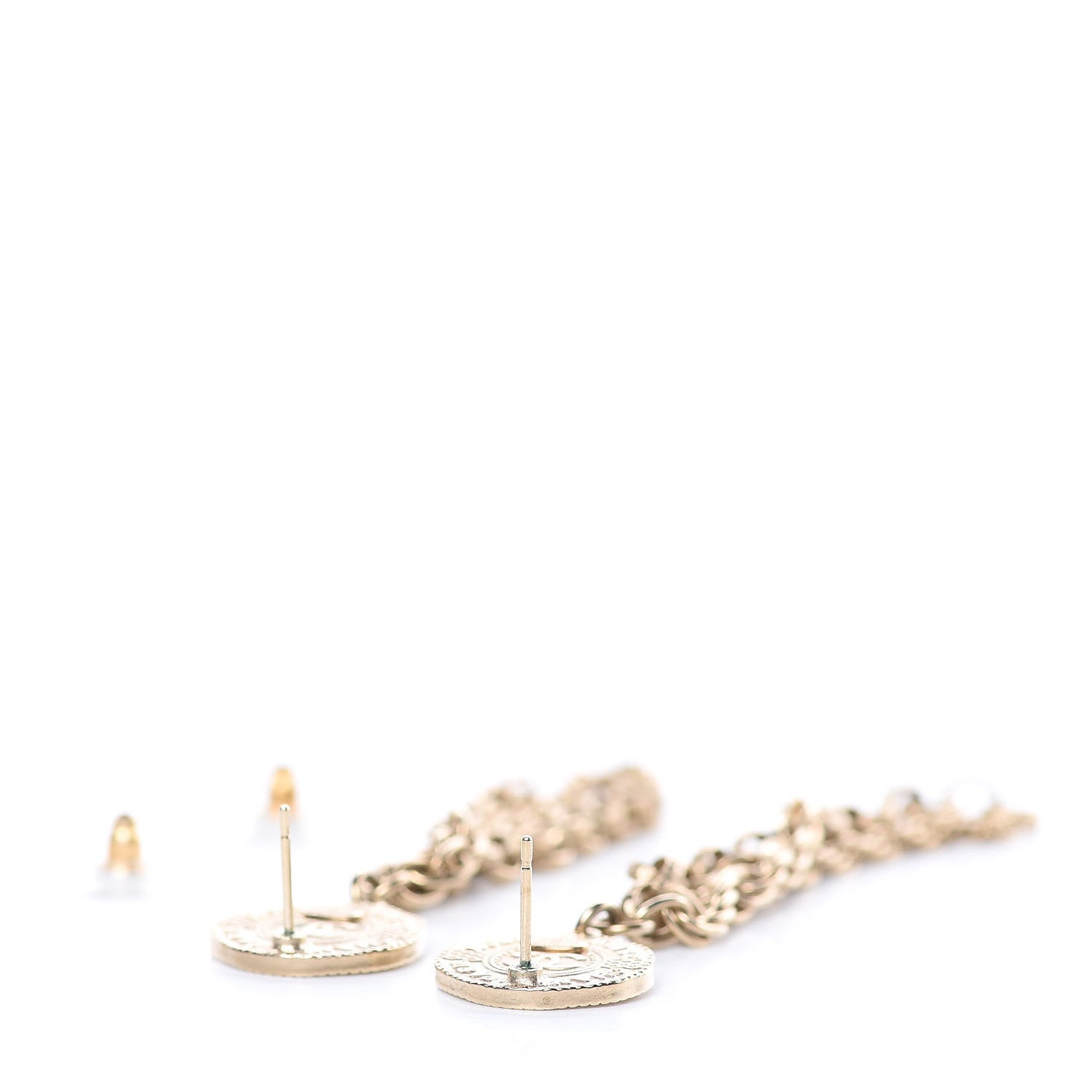 Chanel CC Chain Drop Earrings Light Gold 3 of 5
