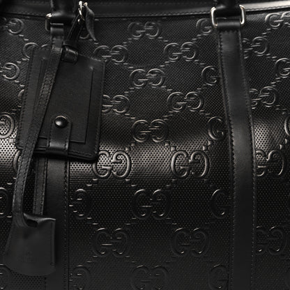 Gucci Calfskin GG Tennis Embossed Duffle Bag Black 7 of 11