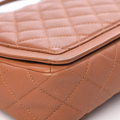 Chanel Washed Caviar Quilted Large Turn Around Ligne Flap Camel 14 of 17