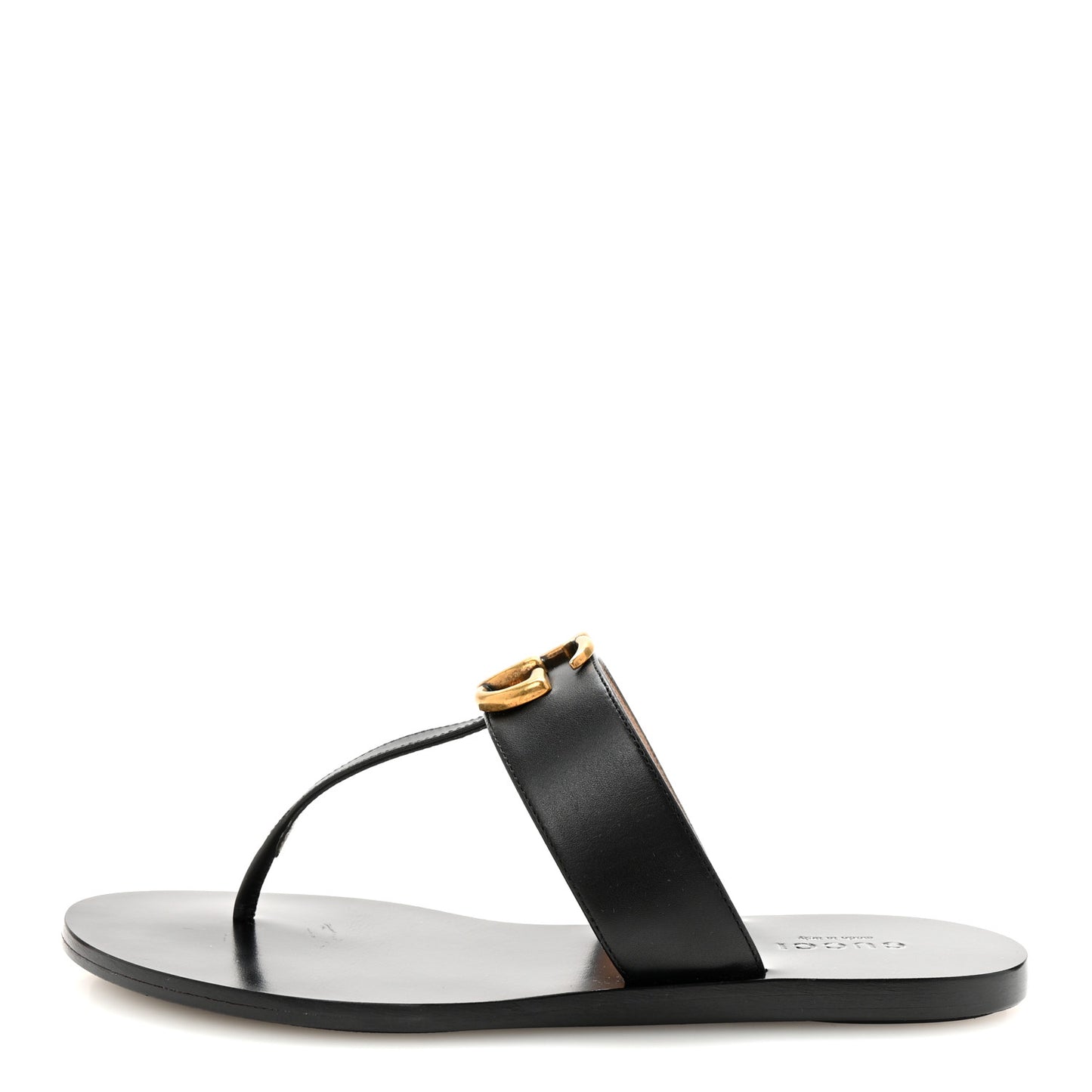 Calfskin GG Marmont Thong Sandals 35 Black
