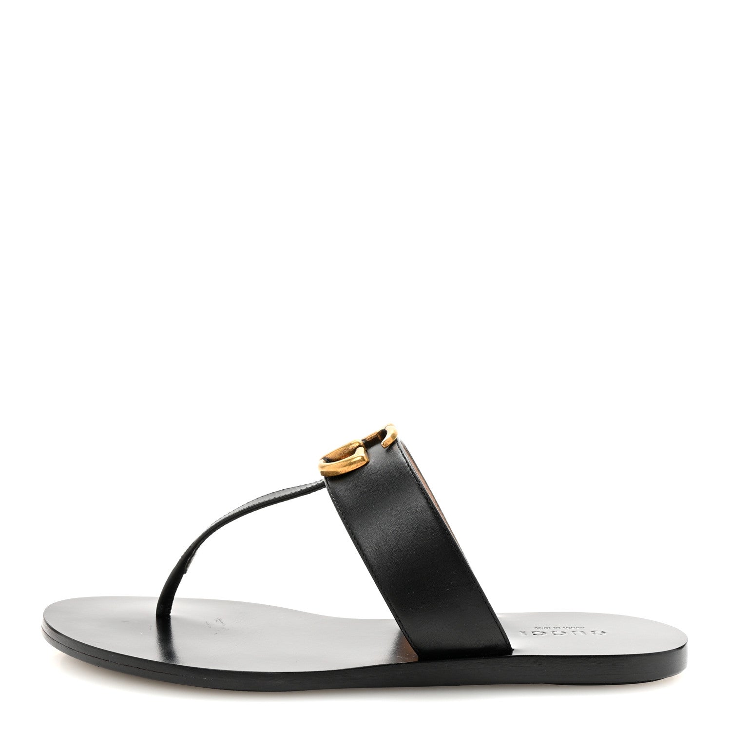 Gucci Calfskin GG Marmont Thong Sandals 35 Black 1 of 9