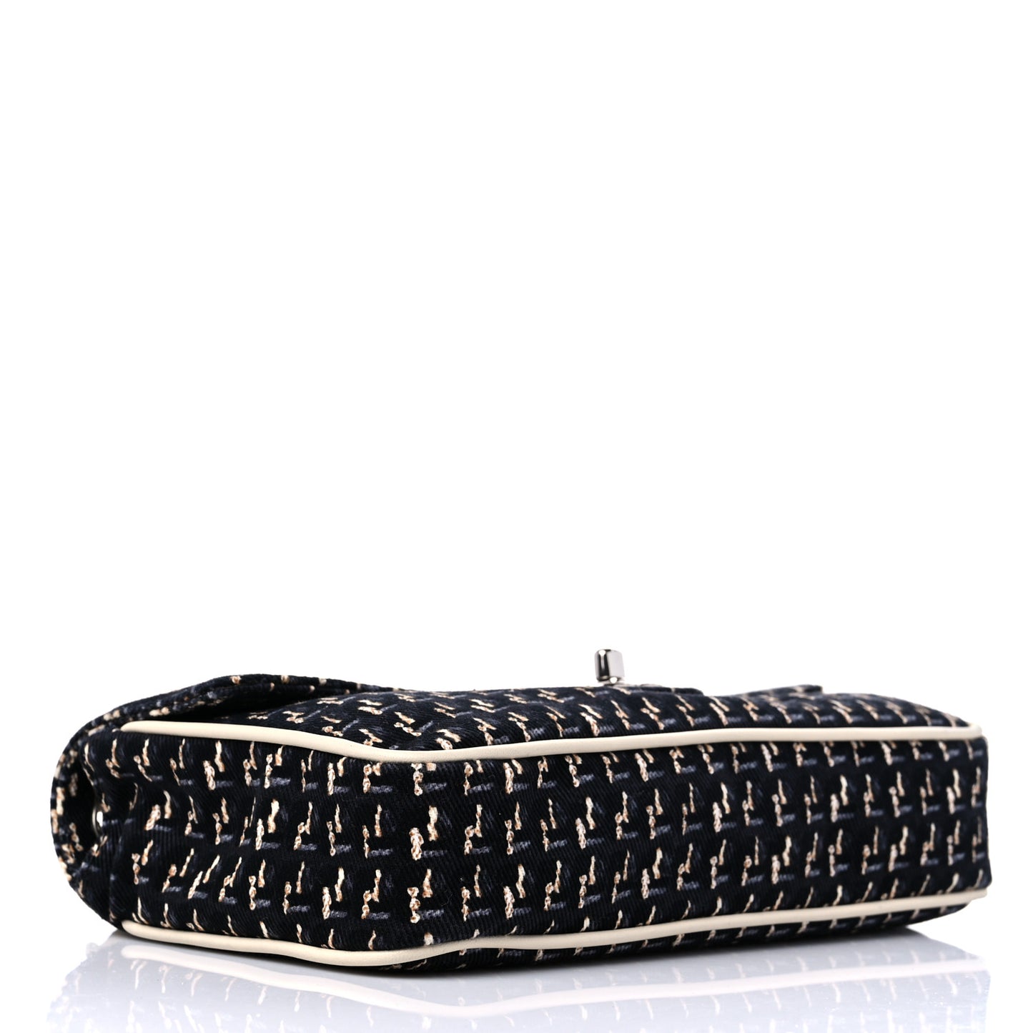 Canvas Lambskin Medium Flap Black Beige Multicolor