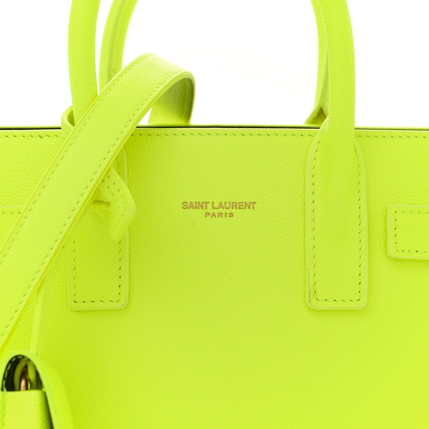 Saint Laurent Calfskin Nano Sac De Jour Neon Yellow 8 of 11