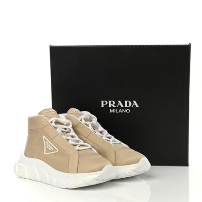 Prada Re-Nylon Gabardine Rubber Triangle Logo Quilted Womens Rush Piuma 50mm Mid Sneakers 38.5 Deserto 9 of 9