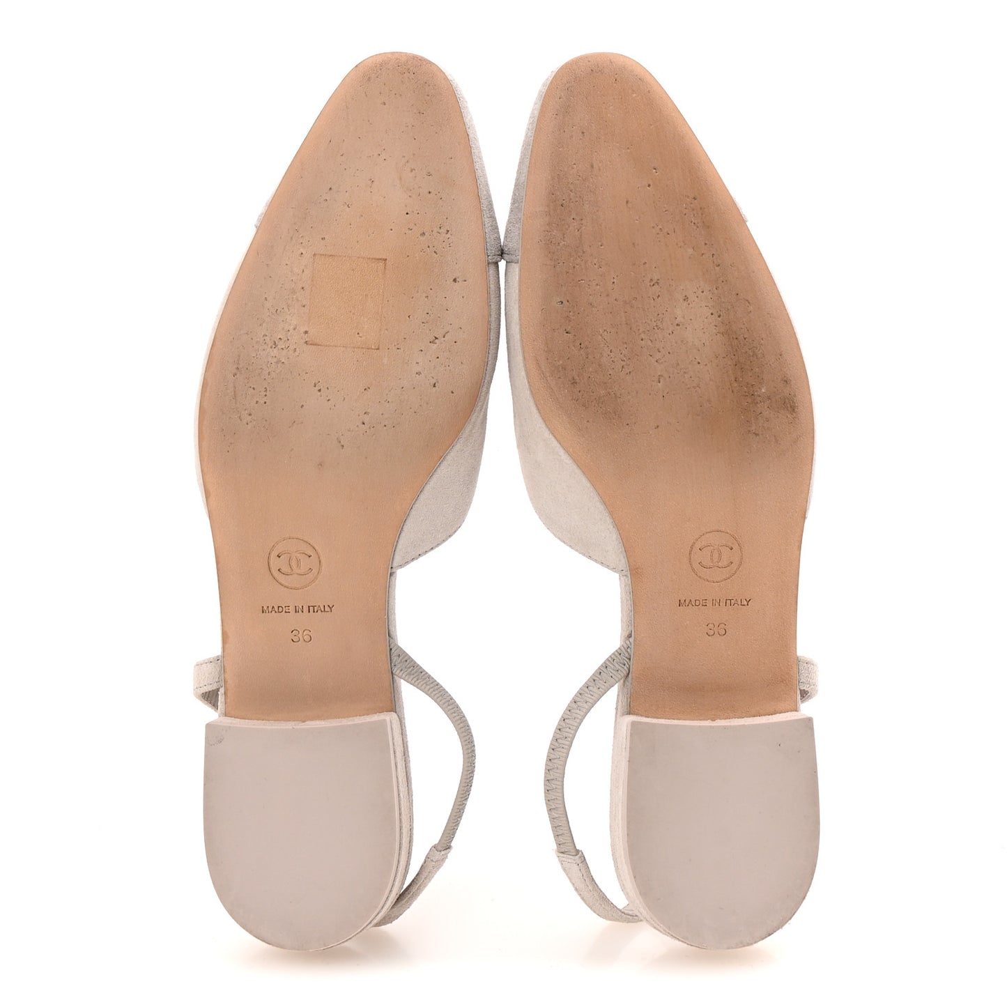 Suede Cap Toe CC Coco Slingback Pumps 36 Light Grey