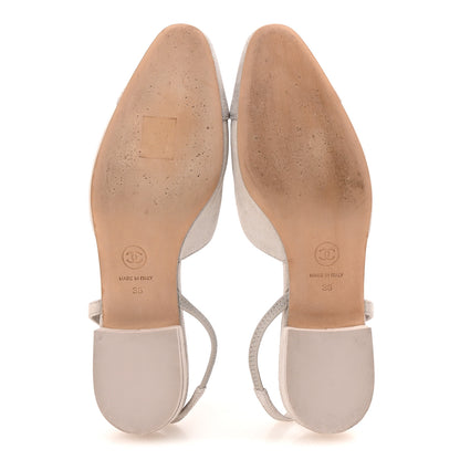 Chanel Suede Cap Toe CC Coco Slingback Pumps 36 Light Grey 6 of 9
