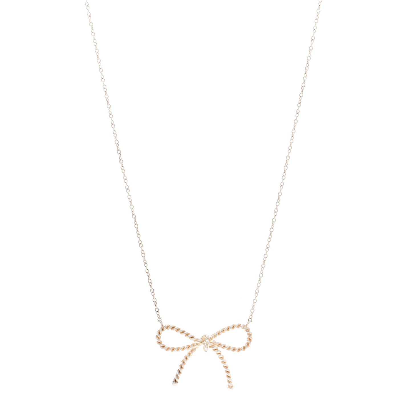 Sterling Silver Twist Bow Pendant Necklace