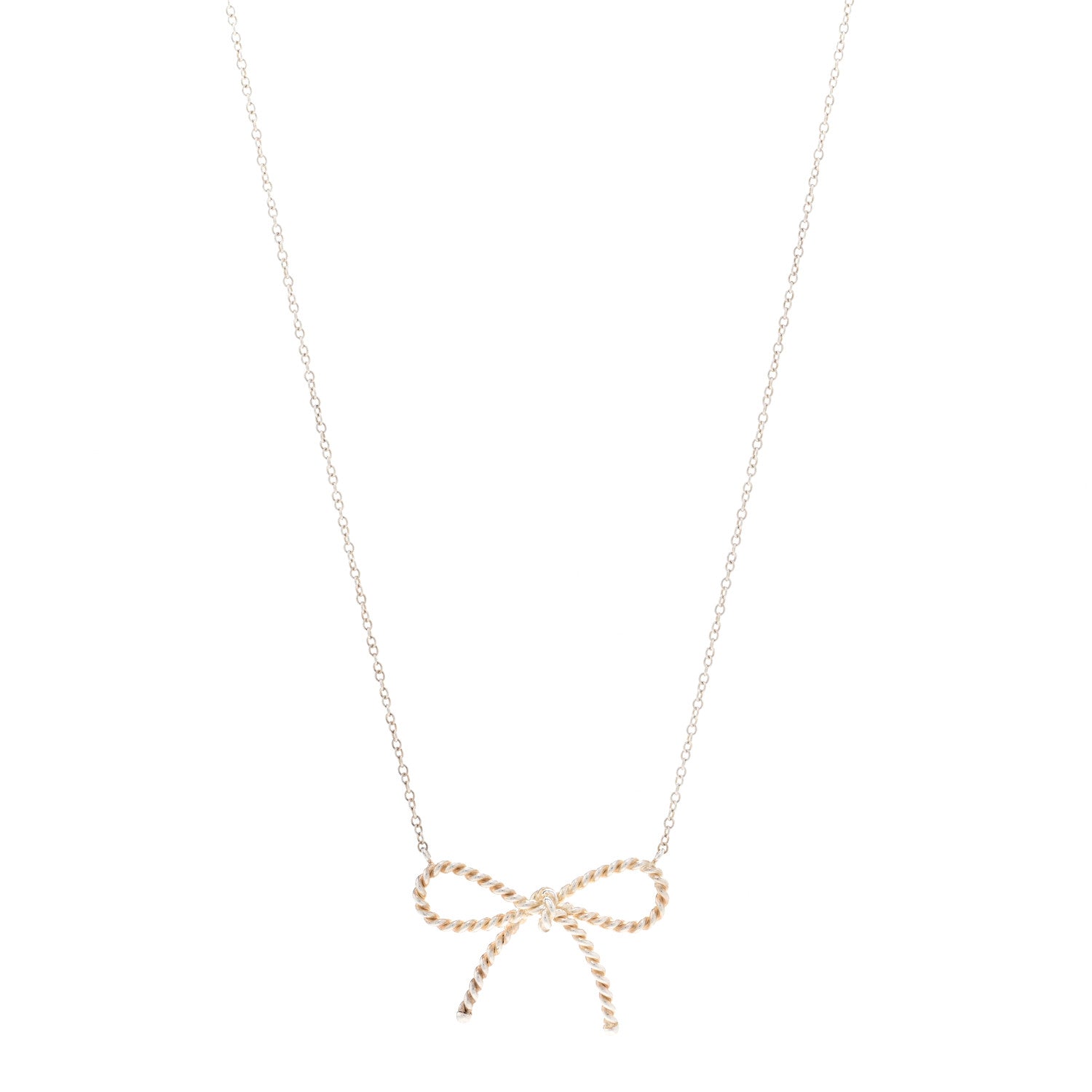 Tiffany Sterling Silver Twist Bow Pendant Necklace 1 of 4