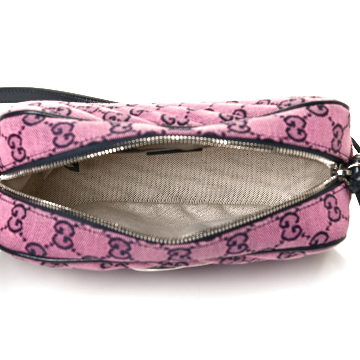 Gucci Monogram Multicolor Matelasse Diagonal Small GG Marmont Chain Shoulder Bag Pink Blue 5 of 12