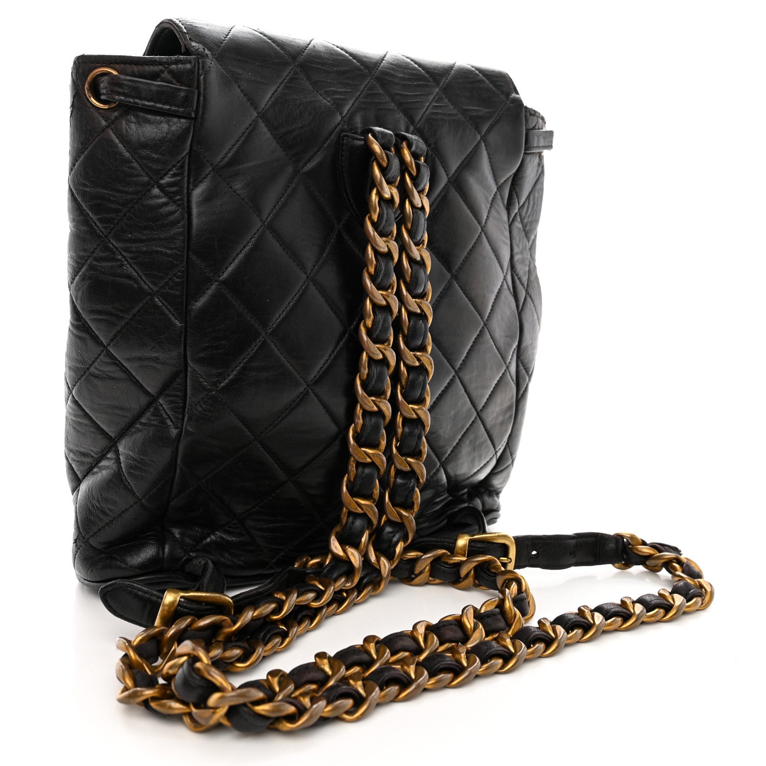 Chanel Lambskin Quilted Drawstring Backpack Black 3 of 13