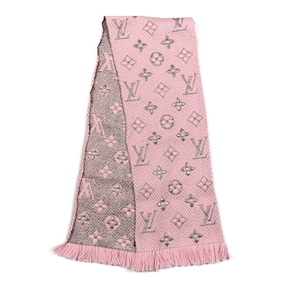 Louis Vuitton Wool Silk Logomania Shine Scarf Pink 2 of 3