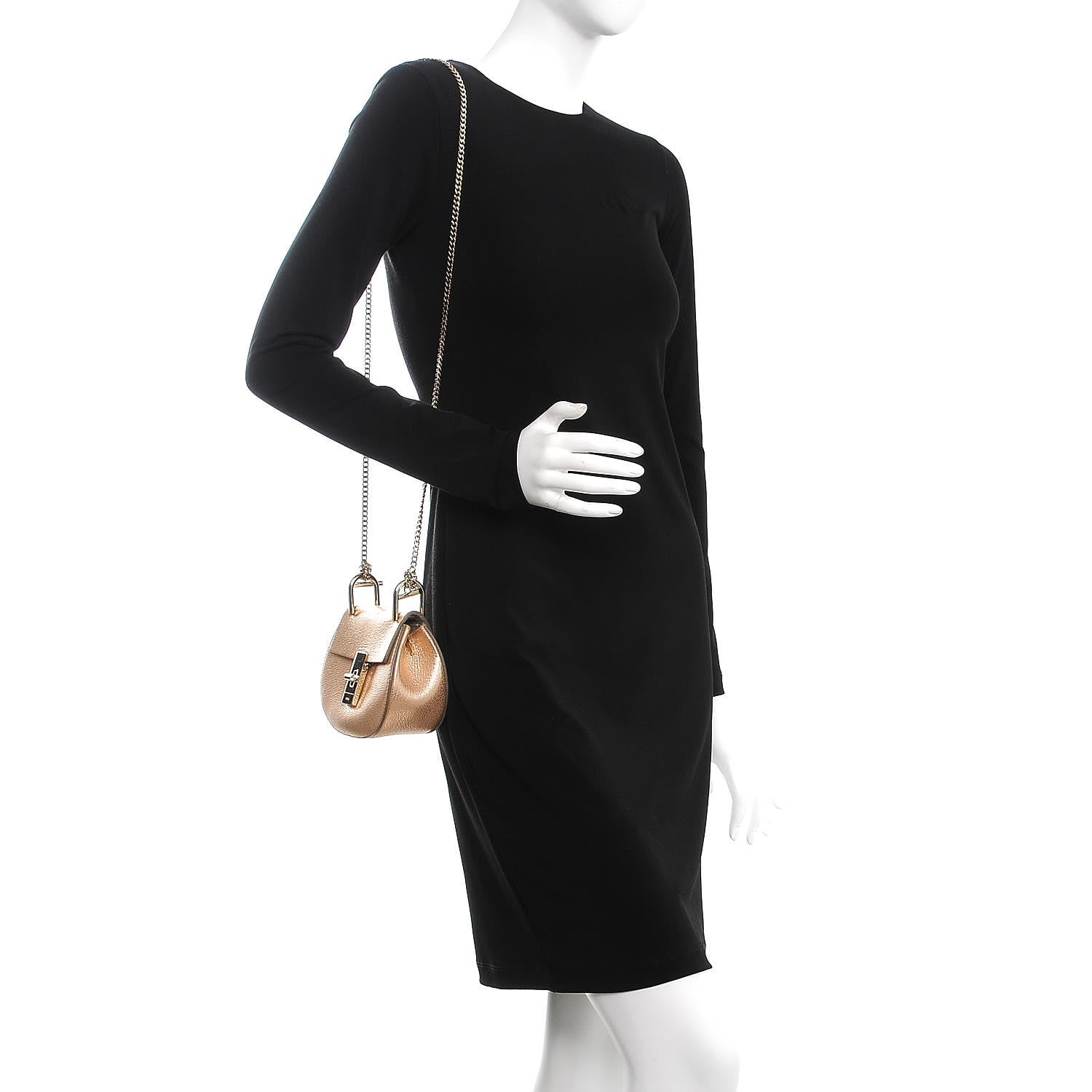 Chloe Metallic Grained Goatskin Nano Drew Shoulder Bag Abstract Gold 2 of 8