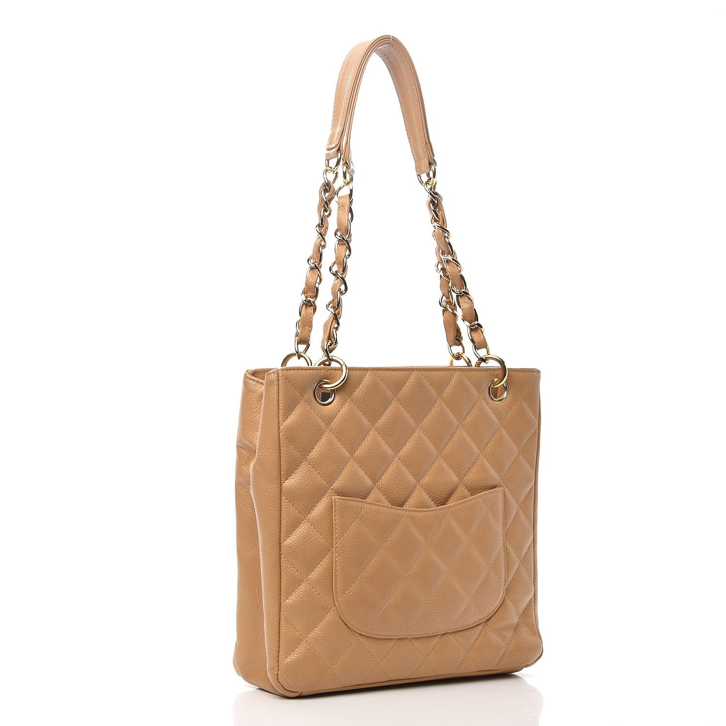Caviar Quilted Petit Shopping Tote PST Beige