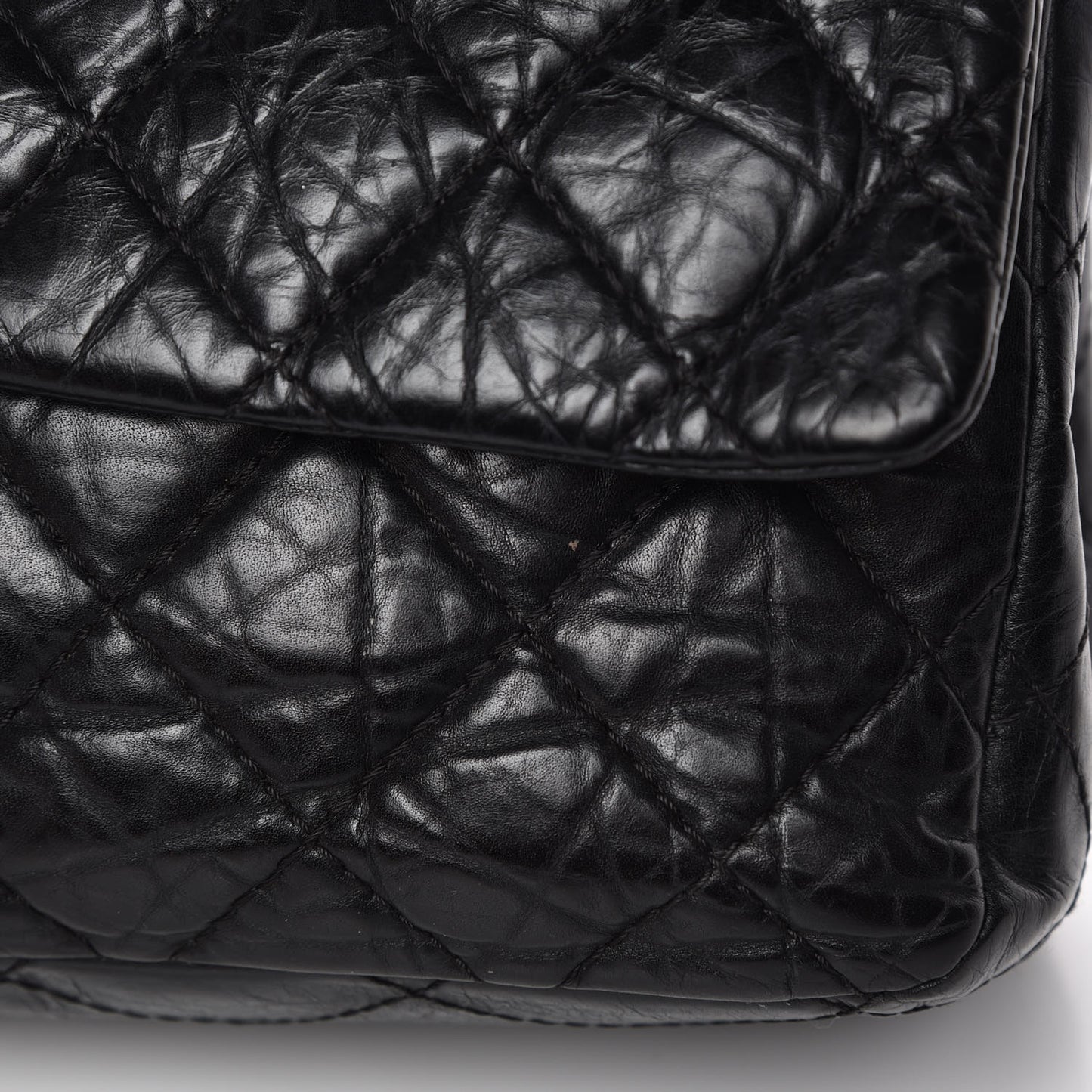 Aged Calfskin Quilted 2.55 Reissue 227 Flap Black