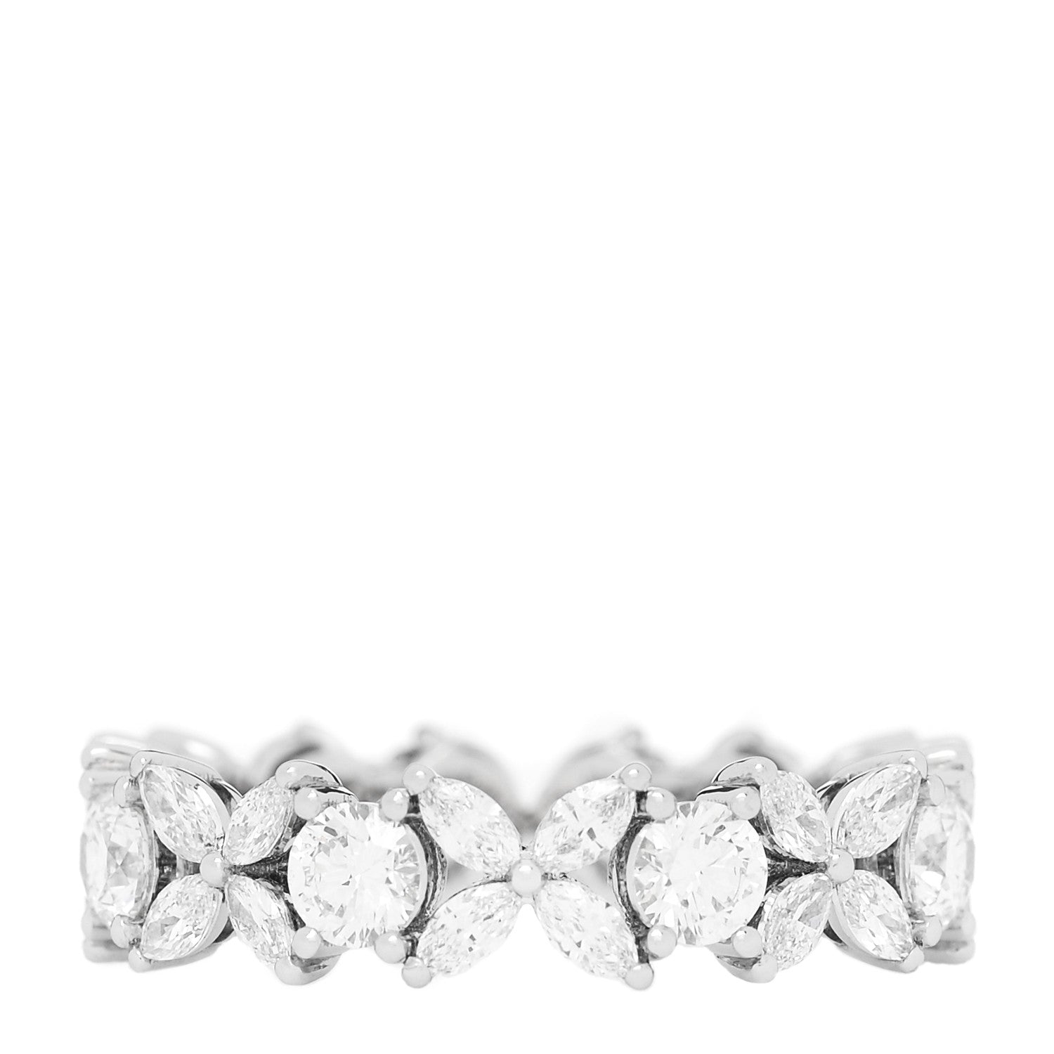 Tiffany Platinum Diamond Victoria Alternating Band Ring 52 6 1 of 5