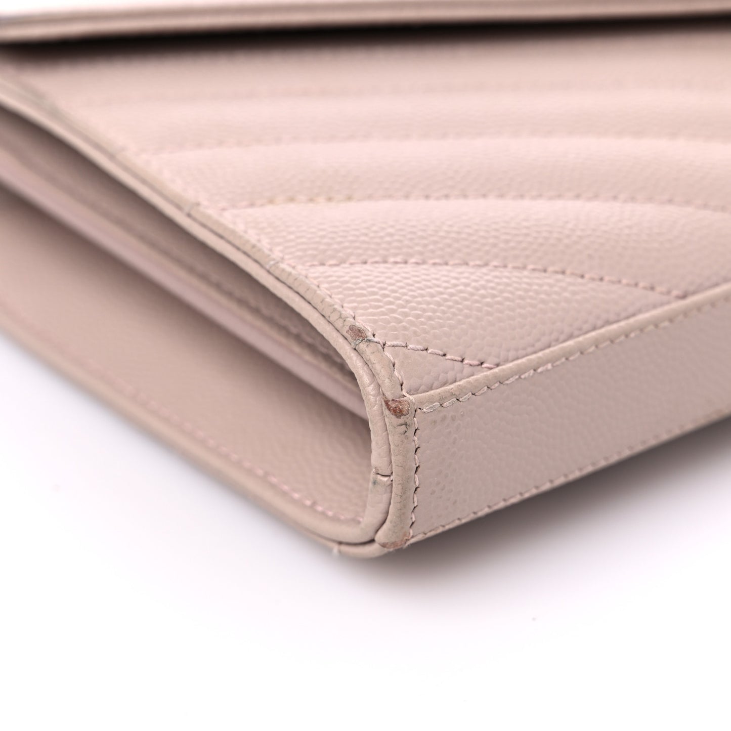 Grain De Poudre Matelasse Chevron Monogram Chain Wallet Marble Pink