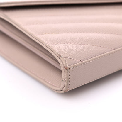 Saint Laurent Grain De Poudre Matelasse Chevron Monogram Chain Wallet Marble Pink 8 of 14